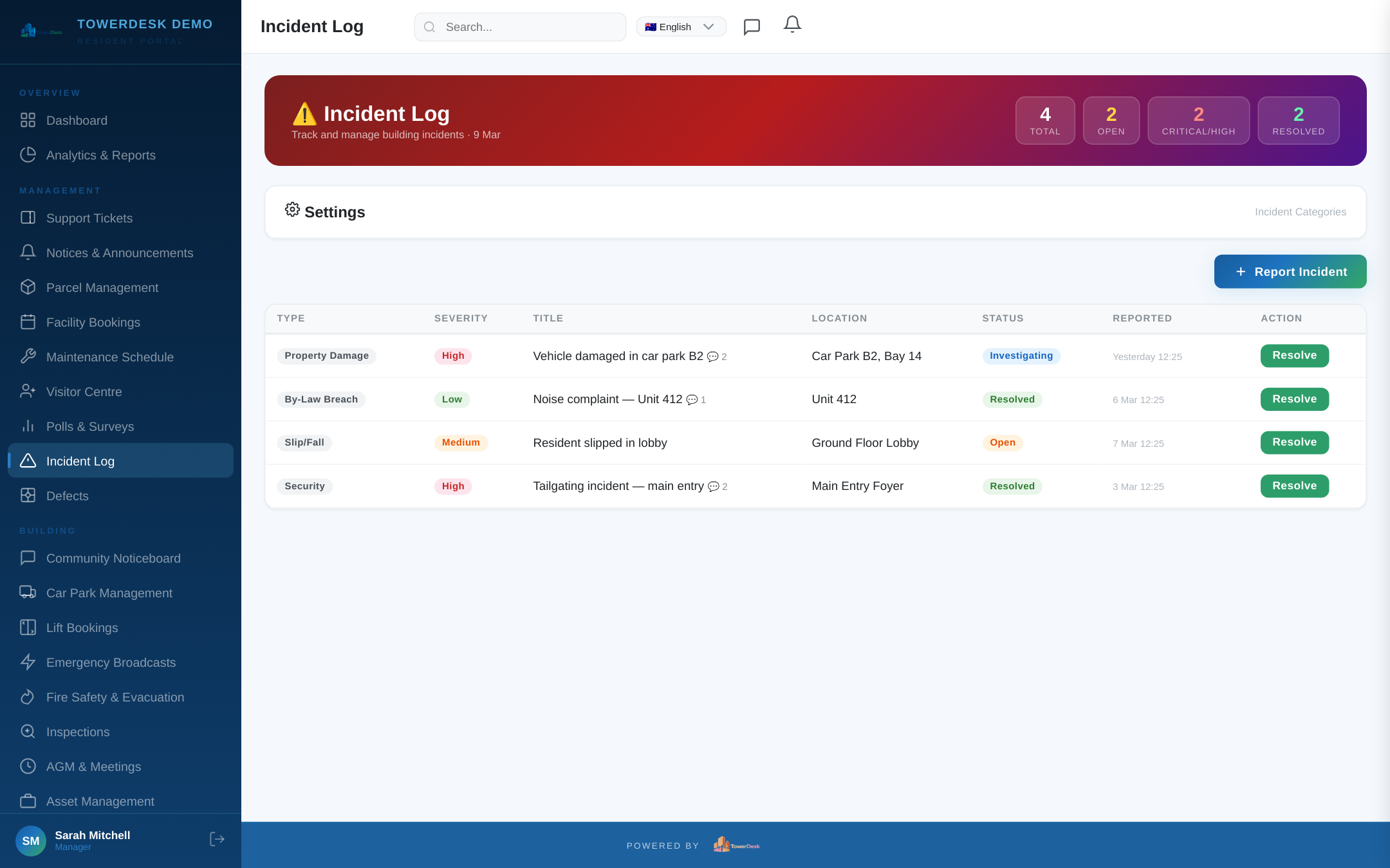 Incidents screenshot